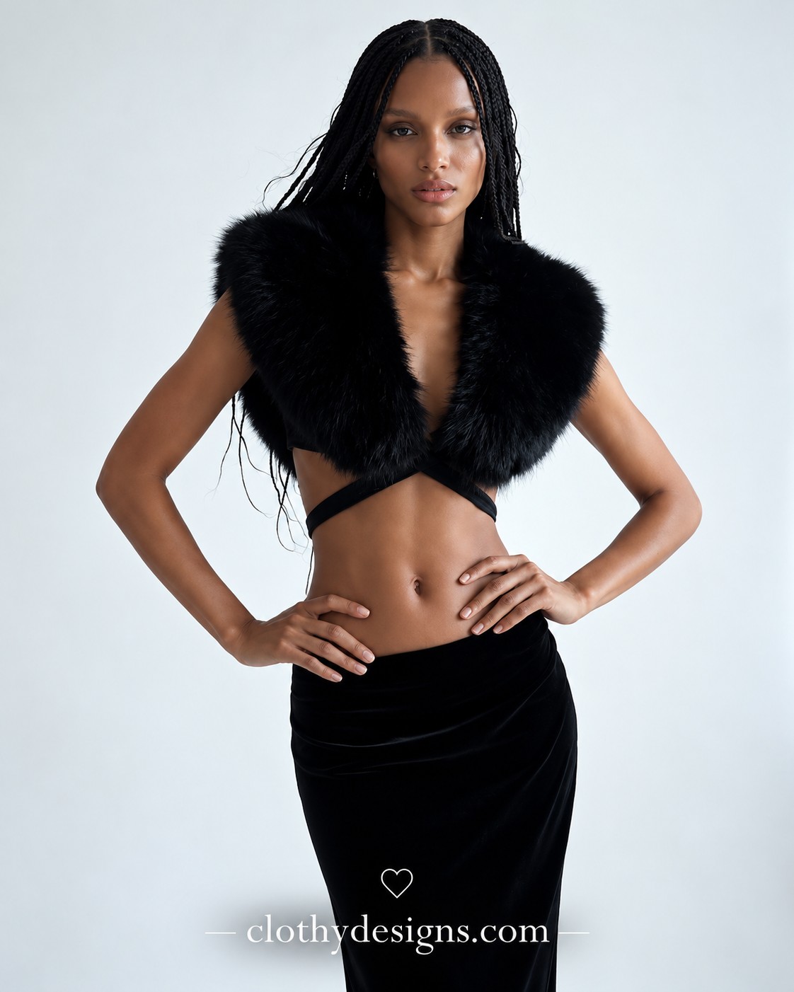 Wild Woman Sexy Furry Hooded Shawl – Grunge Cyberpunk Techwear Winter Coat for Women
